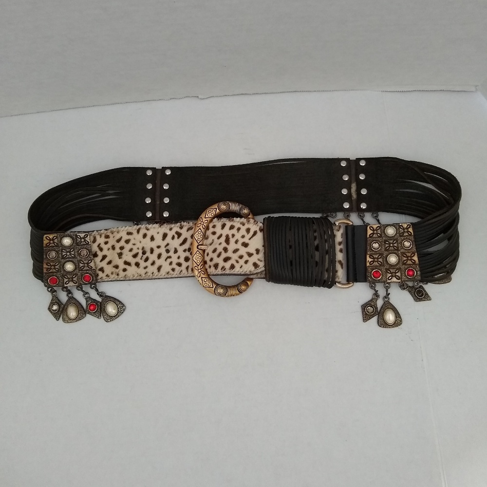 LaDoppia Vita Braided Charm Calf-hair Western Belt - Picture 7 of 8